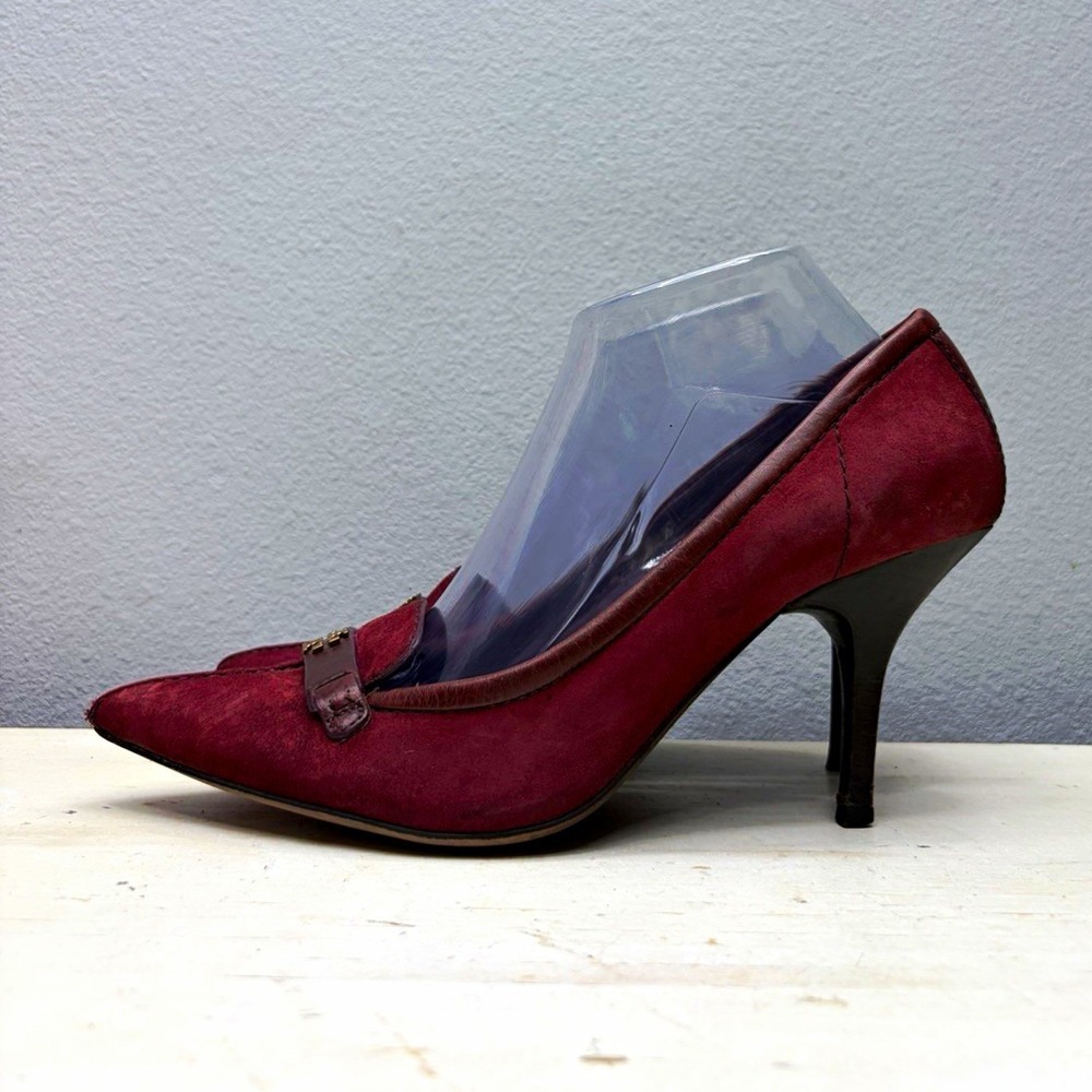 Tory Burch Burgundy Suede Eliza Pumps Size 9.5